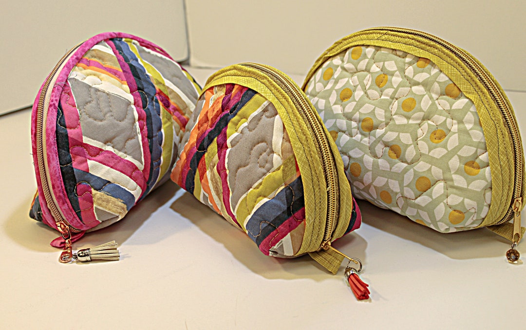 Clamshell Zipper Pouch Quilted Makeup Bag Knitting Etsy