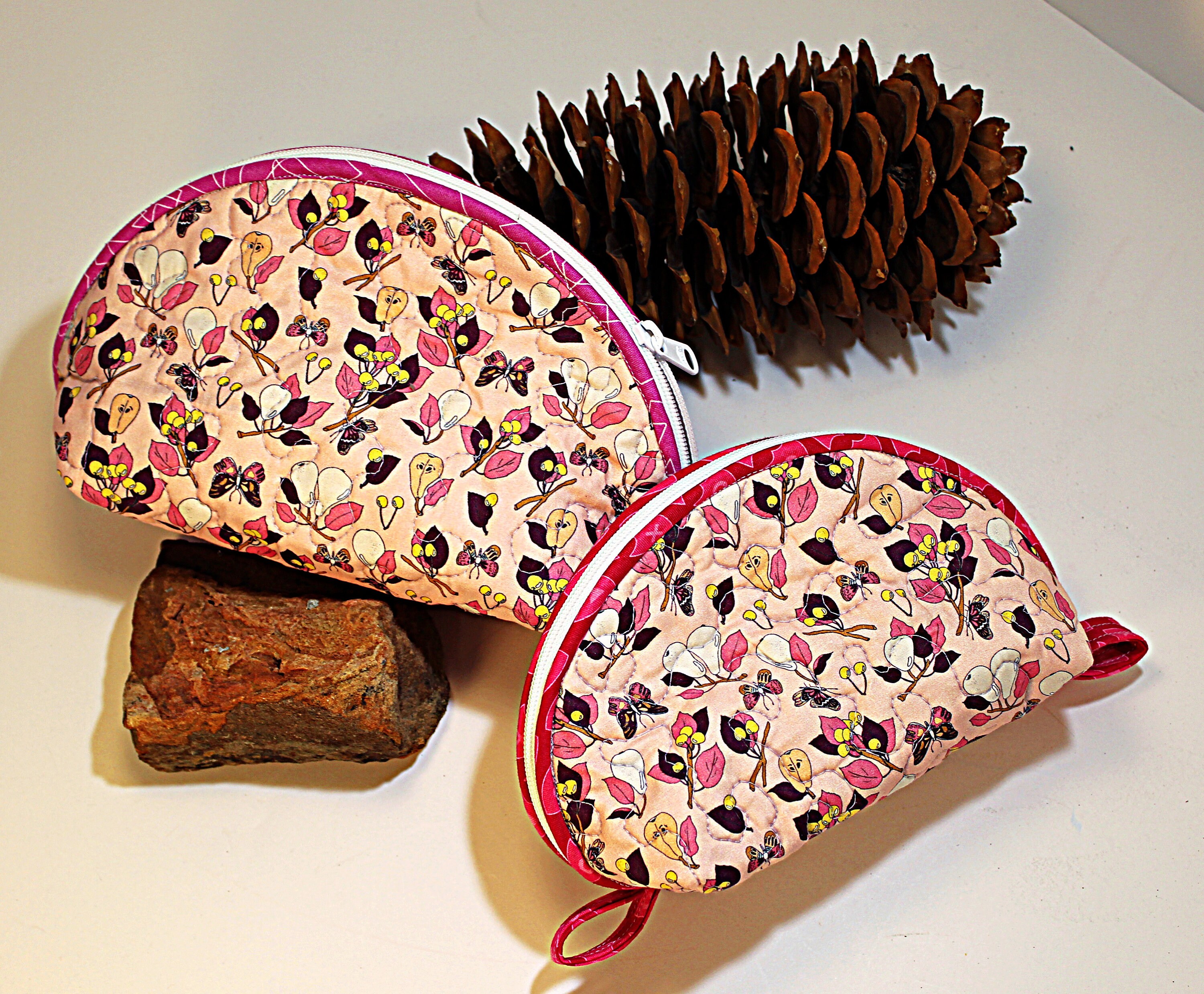 Clamshell Zipper Pouch in Pink Pears Print or Butterfly Etsy