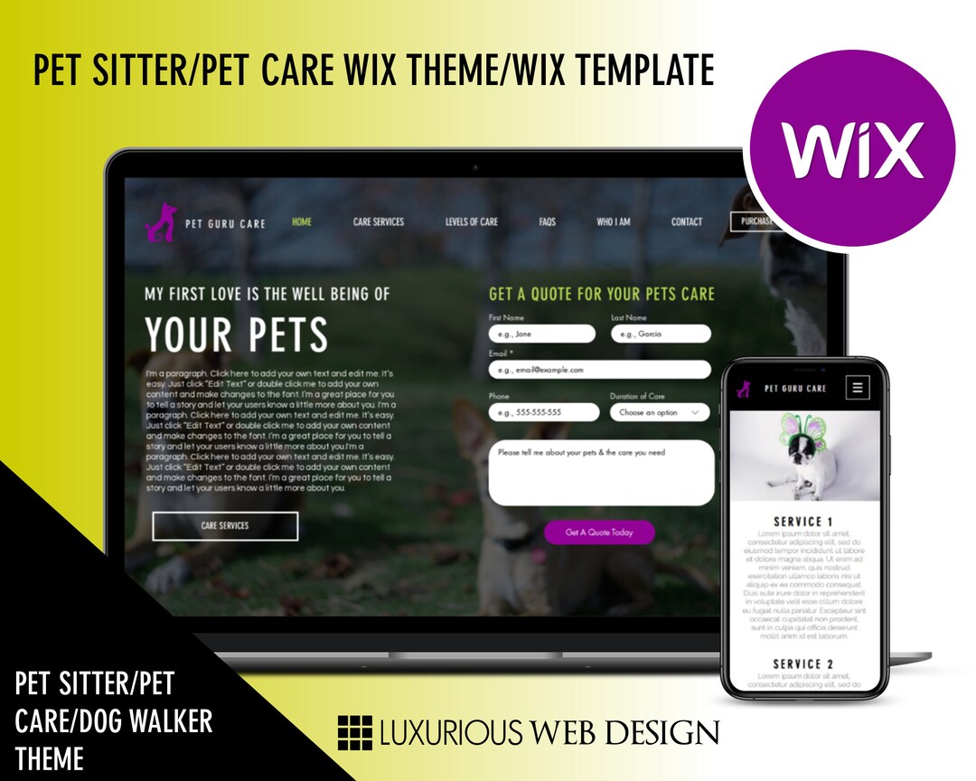site Theme Pet Sitter, Pet Sitter Template, Pet Sitter site, Pet