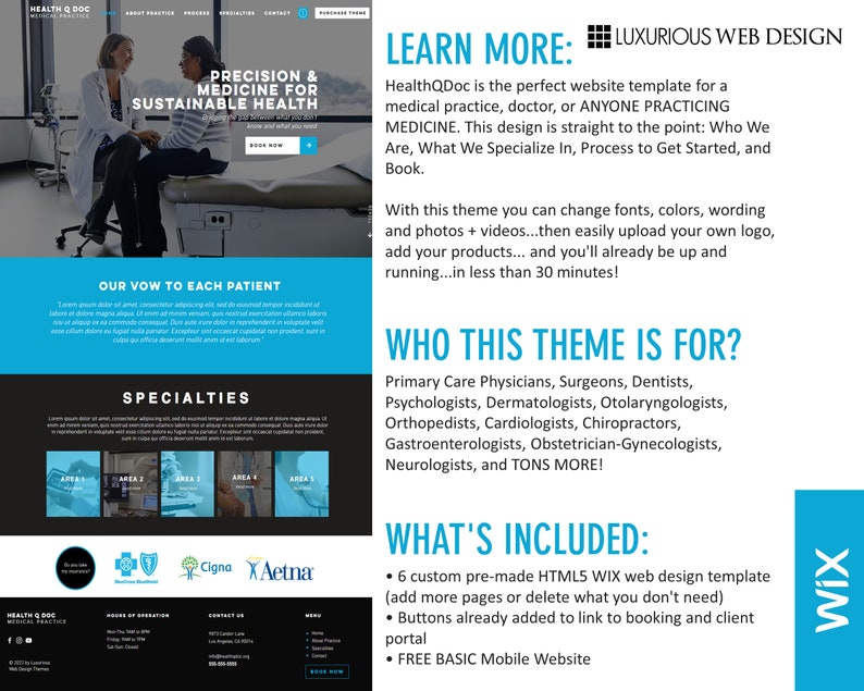 HealthQDoc - Medical Website Template, Doctor Website, Nurse Website, Wix Template, Wix Website Design, Website Template, Website Theme, Wix image 2