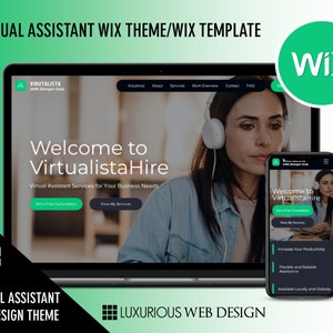 May include: A website mockup for a virtual assistant service called Virtualista Hire. The website is designed in a modern, luxurious style with a green and white color scheme. The website features a call to action button that says "Get a Free Consultation".