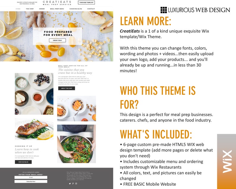 CreatiEats Meal Prep Meal Prep Website Design, Wix Template, Wix Theme, Wix Website Design, Website Template, Food Website Design, Cook image 2