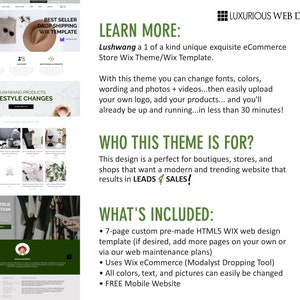 Lushwang Clothing eCommerce Website, Dropshipping Website, eCommerce Website, Wix Template, Wix Theme, Wix Website Design, Website Template image 2