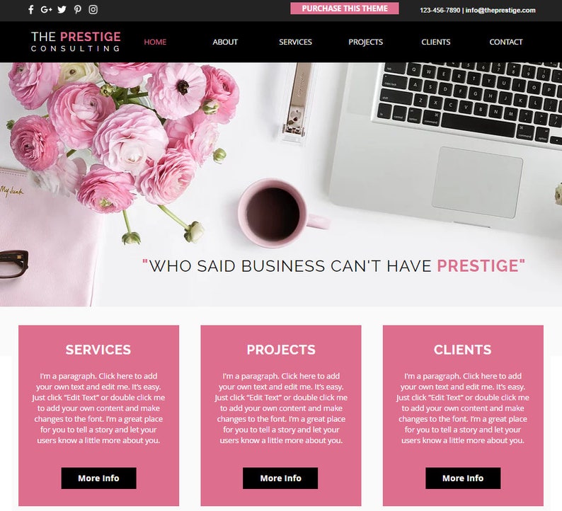 The Prestige Business Wix Template Wix Theme Wix Website Etsy