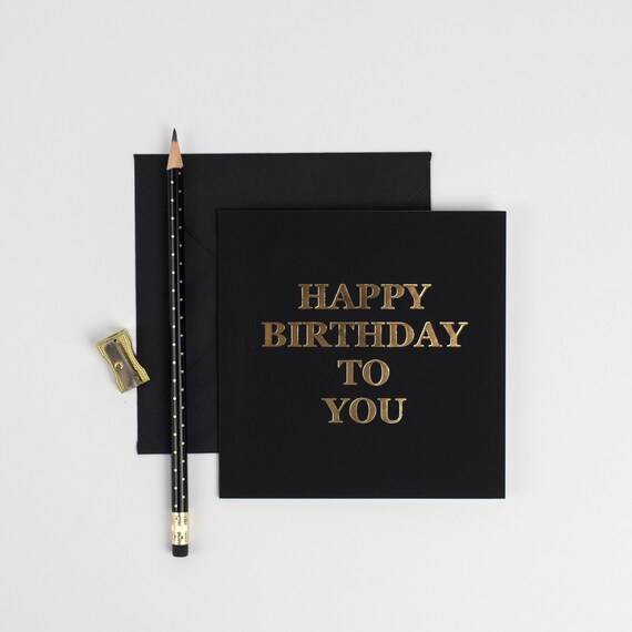 Luxus Happy Birthday To You Stilvolle Schwarze Karte Etsy