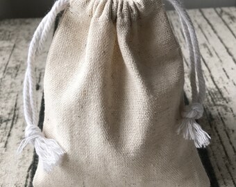 10 Linen Jute Hessian Sack Jewelry Pouch Drawstring Bags Wedding Favour HGUK