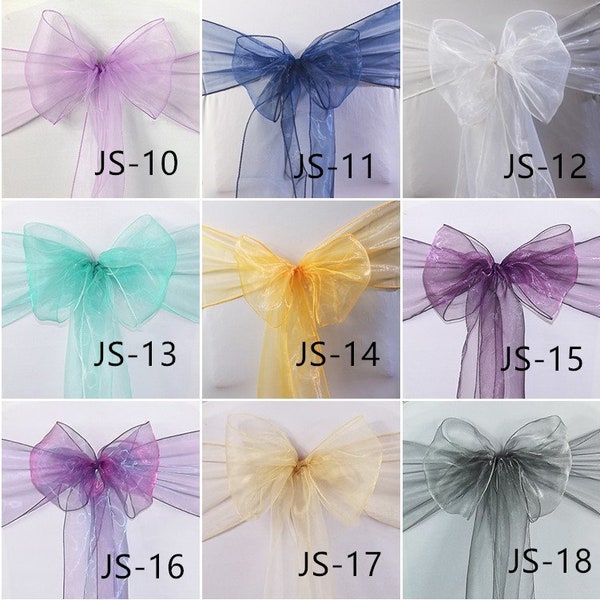 White Silver Organza Chair Sashes Chair Bows Chair Ties Ribbon for Chair Wedding Reception Birthday Anniversary Function Chair Decorations