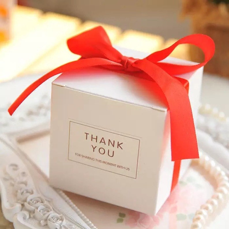 Pack of 100 Wedding White Favor Boxes With Stickers Cookie Etsy