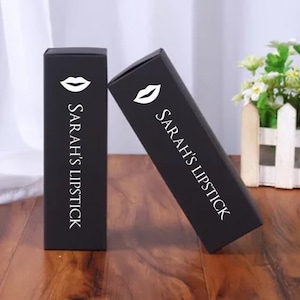 300x Customised Lipstick Lip Gloss Lip Balm Packing Paper Boxes | Business Logo Brand Printing Rose Gold Foil Any Texts Black Packaging Box