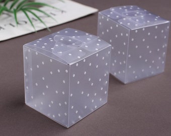150pcs White Dotty Frosted Semi-transparent Clear Favour Box Wedding 21st Birthday Sweet 16 Candy Box Macaroon Chocolate Christmas Gift Box