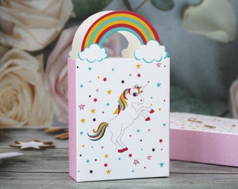 50x Unicorn Rainbow Theme Party Favor Bags | Girls 1st 3rd 5th 6th Birthday Favor Gift bags | Pink Confetti Party Treat Bags Baby Shower Bag