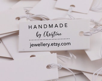 Pack de 200 35x70mm Rectangle Custom Printed Paper Tags | Etsy Shop Handmade Jewellery Produit Tags Logo Impression Entreprise Étiquettes promotionnelles