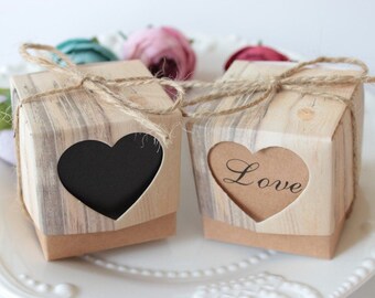 200 Love Heart Vintage Wedding Engagement Anniversary Valentine’s Day Favor Boxes | Ferrero Macaroon Chocolate Candy Cookie Favour Boxes