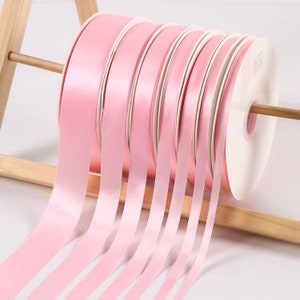 Baby rosa Satin Band Rolle Großhandel • Weihnachten Geschenk Verpackung Baby-Dusche-Party begünstigt Stuhl Dekorationen Tags Band Geschenk Box Bänder