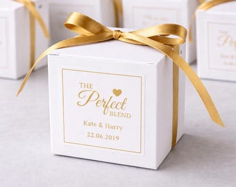 100 Personalised White Favor Box | Wedding Birthday Party Baptism Gift Box | Chocolate Candy Cookie Ferrero Coffee Bean Candle Mug Gift Box