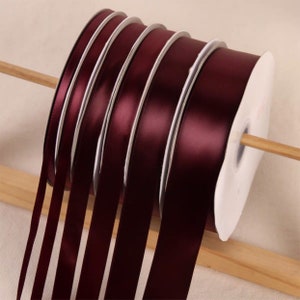 Dark Burgundy Satin Nastro All'ingrosso - Regalo di Natale Wrapping Wedding Party Favors Sedia Decorazioni Tag Nastro Regalo Scatola Nastri