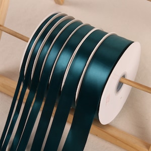 Petrol Satin Band Rolle Großhandel • Weihnachten Geschenk Verpackung Hochzeit Partei begünstigt Stuhl Dekorationen Tags Band Geschenk Box Bänder