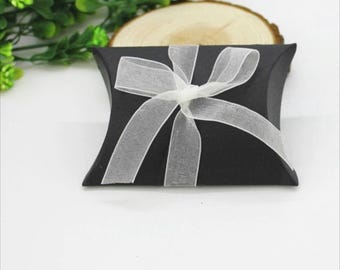 200 Black Kraft Pillow Boxes Wedding Favour Boxes • Wedding Gift Boxes • Birthday Party Christening Gift Boxes • Candy Chocolate Sweets Box