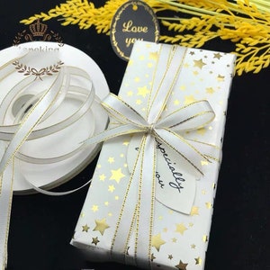 91m/100yd Gold Rimmed Satin Ribbon for Wedding Baby Shower Christmas Party Gift Wrapping (fr) Ruban de boîte de faveur rose rose vert blanc d'or blanc