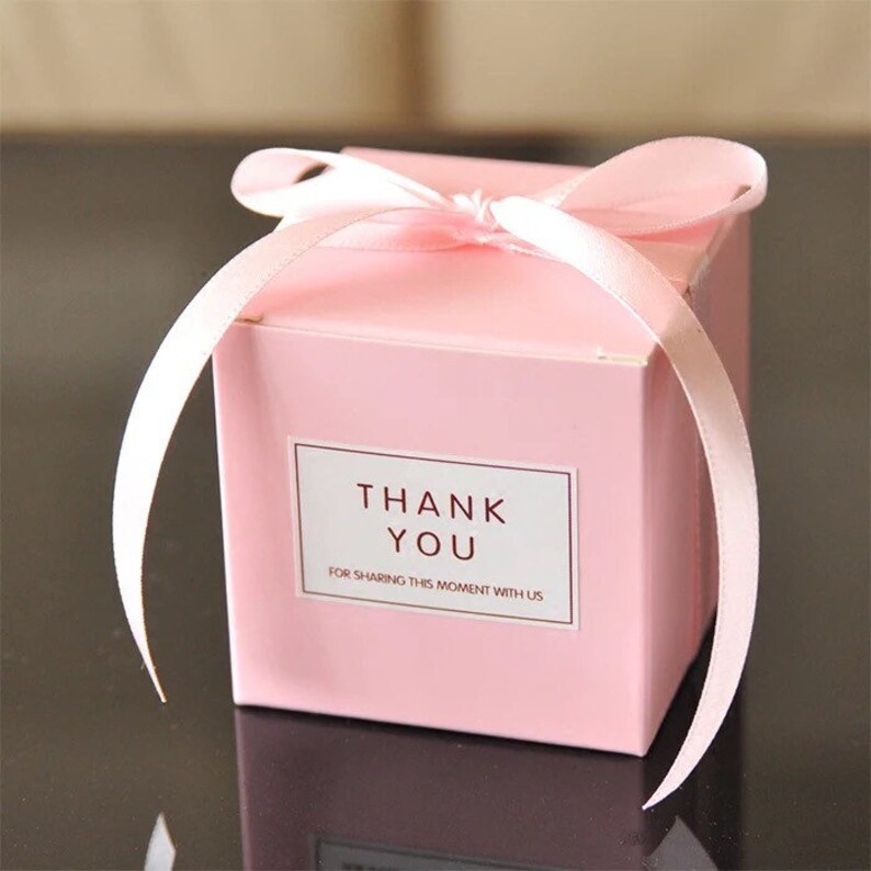 100pcs Pink Wedding Party Favor Boxes With Stickers Ribbon Etsy