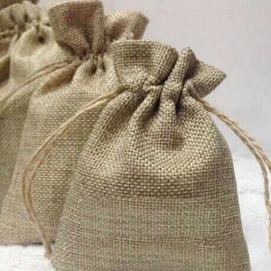 100x Hessian Burlap Pouch Bags | Rustic Wedding Favor Bags Baby Shower Baptism Christening Gift Bag | Product Packaging Jewellery Candle Bag