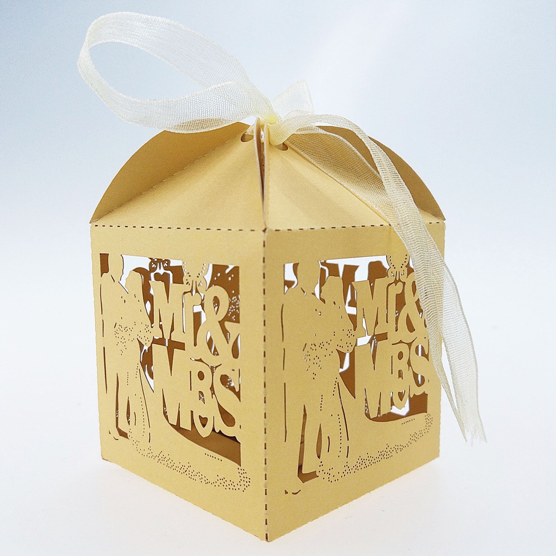 100x Cajas de regalo de boda de oro blanco perlado Cajas de regalo de corte  láser para Sr. y Sra. Cajas de regalo de boda con forma de corazón Cajas de  dulces, image size:1836x1836