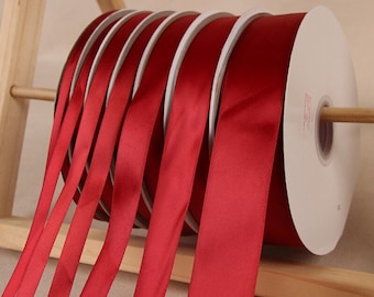 Dark Red Satin Ribbon Roll Wholesale • Christmas Gift Wrapping Wedding Party Favors Chair Decorations Tags Ribbon Gift Box Ribbons