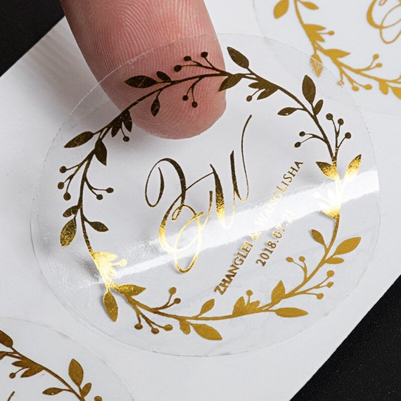 Monogram Wedding Stickers, Wedding Custom Dates Stickers, Personalized  Favor Labels, Birthday Favor, Gold Font, Wedding Invitation n045