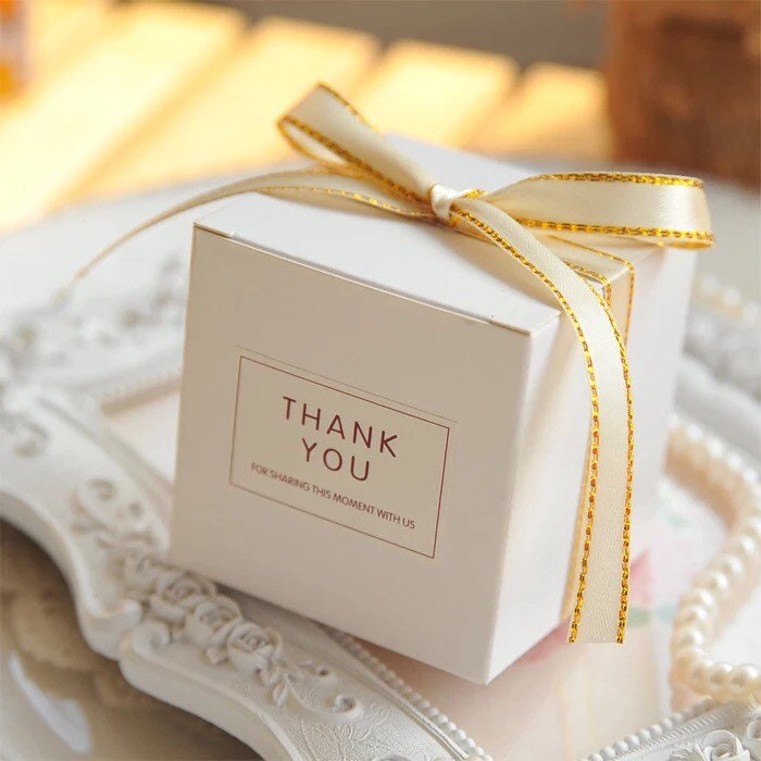 Pack of 100 Wedding White Favor Boxes With Stickers Cookie Etsy