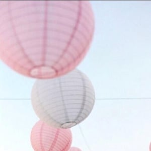 10 lanterne di carta rosa/bianche da 8"/20 cm o 12"/30 cm, decorazioni da appendere per fidanzamento, matrimonio, anniversario, 21° compleanno, baby shower, festa