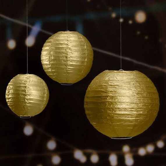 Gold paper lanterns discount
