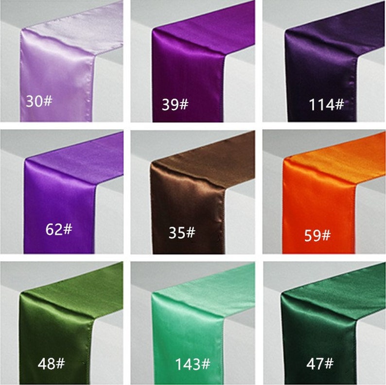 Lilac Purple Eggplant Satin Table Runner Chair Sashes Chair Bows Wedding Reception Birthday Decorations Anniversary Dinning Table Decoration