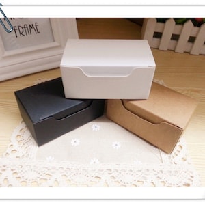 200x Cajas de Papel Rectángulo Blanco Kraft Negro / Caja de Favor de Fiesta de Cumpleaños de Boda / Caja de Embalaje de Tarjeta de Visita de Jabón de Joyería de Producto Hecho a Mano
