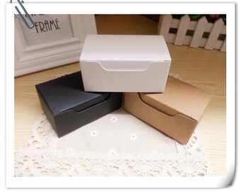 200x Schwarz Kraft Weiß Rechteckige Papierboxen | Hochzeit Geburtstag Party Favor Box | Handmade Produkt Schmuck Seife Visitenkarte Verpackung Box