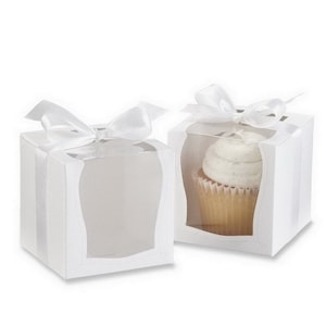 100x Scatole per bomboniere per cupcake bianche o in carta kraft / Confezione regalo per matrimonio, compleanno, baby shower, Battesimo, / Scatola per imballaggio per pasticceria