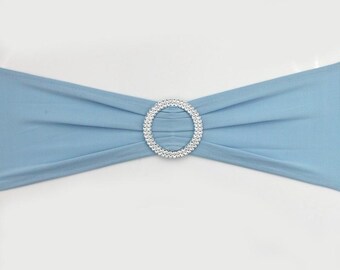 Spandex Chair Bands Lycra Sashes Bows with Shiny Buckle Wedding Reception Birthday Chair Decorations Anniversary Function Venue Decorations