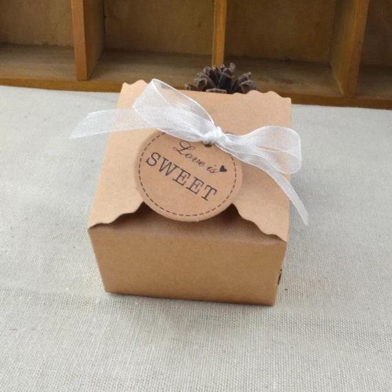 50x White & Black Paper Wedding Favour Boxes – Cookie Candy Soap Bomboniere