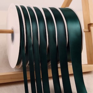Dark Green Satin Polyester Ribbon Roll Wholesale - Christmas Gift Wrapping Wedding Party Favors Chair Decorations Tags Ribbon Gift Wrapping