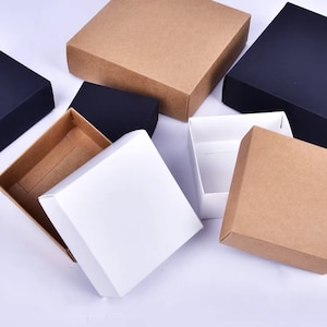 100 pezzi fondo e coperchio rettangolare o quadrato scatola regalo di carta / festa di nozze battesimo bomboniera scatola / cosmetici moda bigiotteria prodotto imballaggio scatole