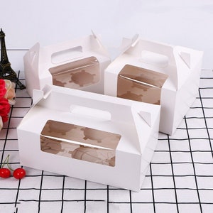 100pcs Cupcake Muffin Tart Dessert Cup Favor Boxes With Handle | Wedding Cake Party Box | Birthday Baby Shower Christening Gift Box