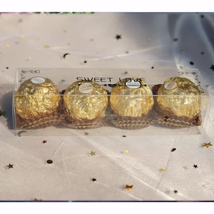 100pcs Ferrero Chocolate Clear PVC Favor Boxes, Wedding Birthday Party Valentine’s Day Chocolate Gift Box, Handout Gift Giveaway Gift Box