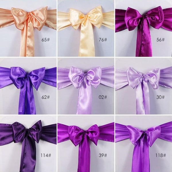 Peach Purple Lilac Satin Chair Sashes Chair Bows Chair Tie Ribbon for Chair Wedding Reception Birthday Anniversary Function Party Decoration