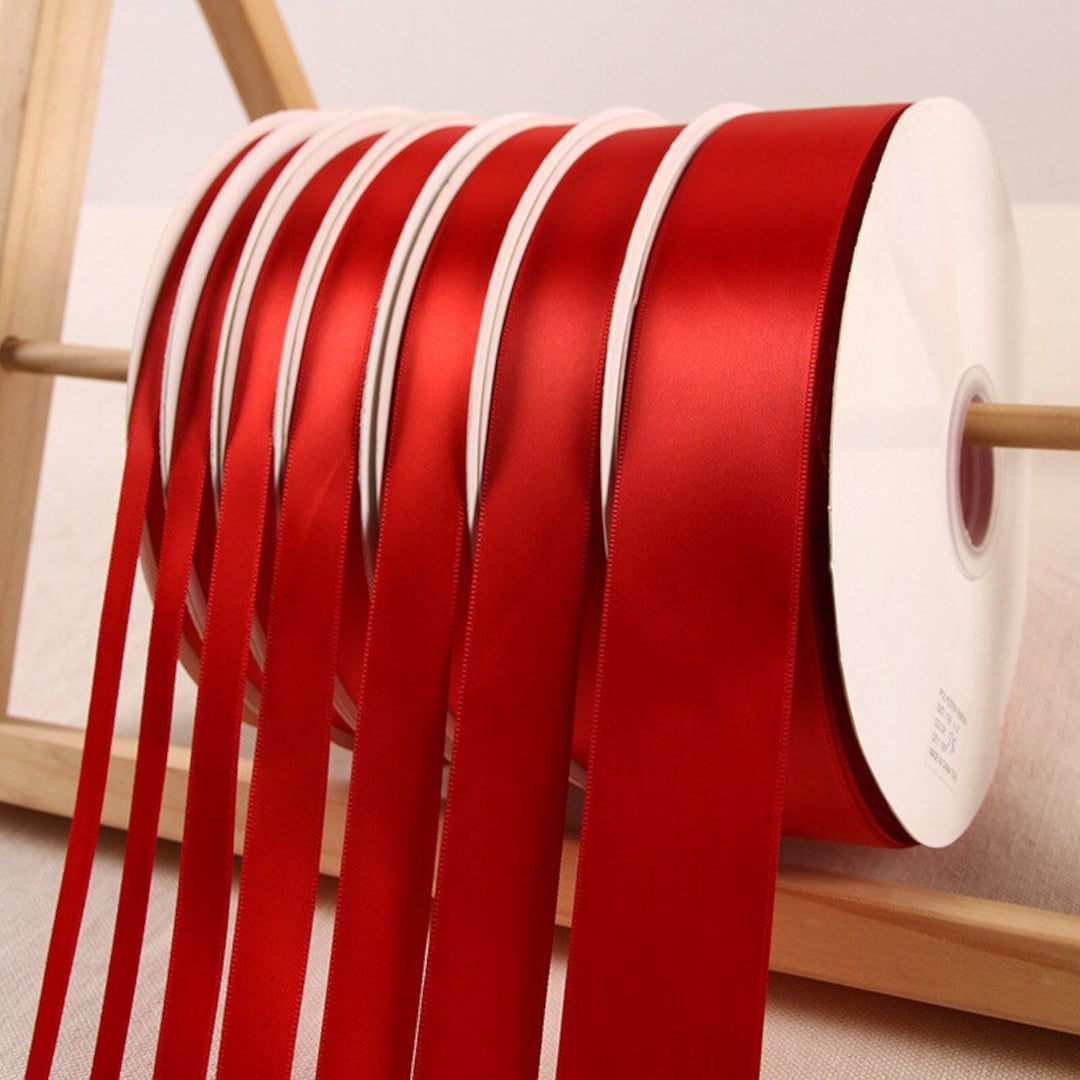 Red Satin Ribbon Roll Wholesale • Christmas Gift Wrapping Wedding Party ...
