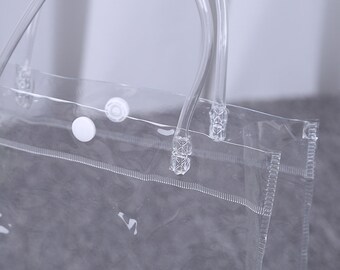 10 Sacchetti Regalo In PVC Trasparente Con Manici, Piccoli Sacchetti Regalo Trasparenti, Sacchetti Regalo Sacchetti Per La Spesa Riutilizzabili Con Manico Per Merce Vendita Al Dettaglio 15 X 20 X 7 Cm - Foto 9