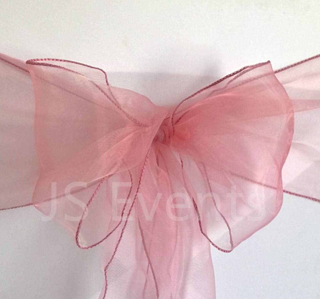 Dusty Pink Organza Chair Sashes Chair Bows Chair Ties Ribbon for Chair ...