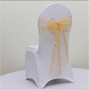Gold Red Ivory Organza Chair Sashes Chair Bows Chair Ties Ribbon for Chair Wedding Reception Birthday Anniversary Function Chair Decoration