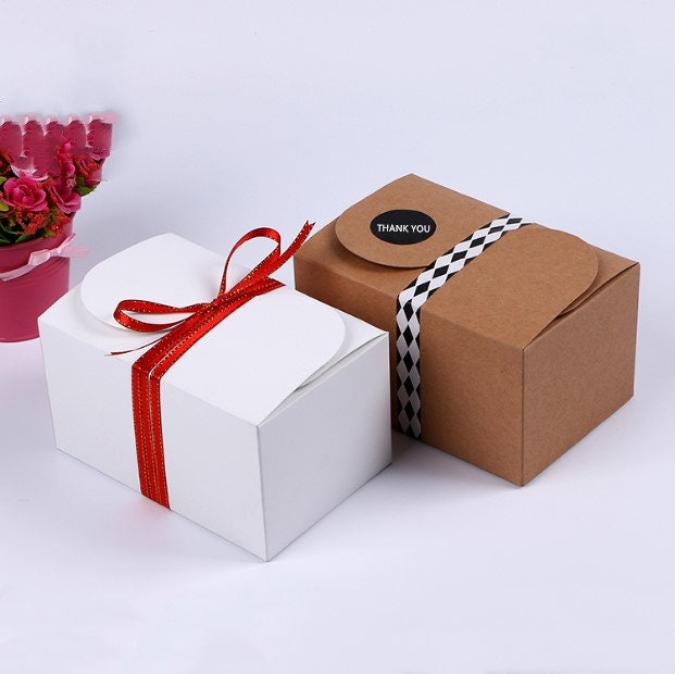 100 Kraft White Wedding Cake Favor Boxes Wedding Bridal Etsy Canada