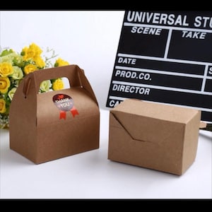 100x scatole per bomboniere con manico • Scatole regalo per feste di anniversario e baby shower • Scatole per imballaggio prodotti • Scatole per dolci, biscotti e torte Scatola Kraft