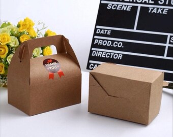 100x Wedding Favor Boxes With Handle • Anniversary Party Baby Shower Gift Boxes • Product Packing Boxes • Sweets Cookie Cake Boxes Kraft Box