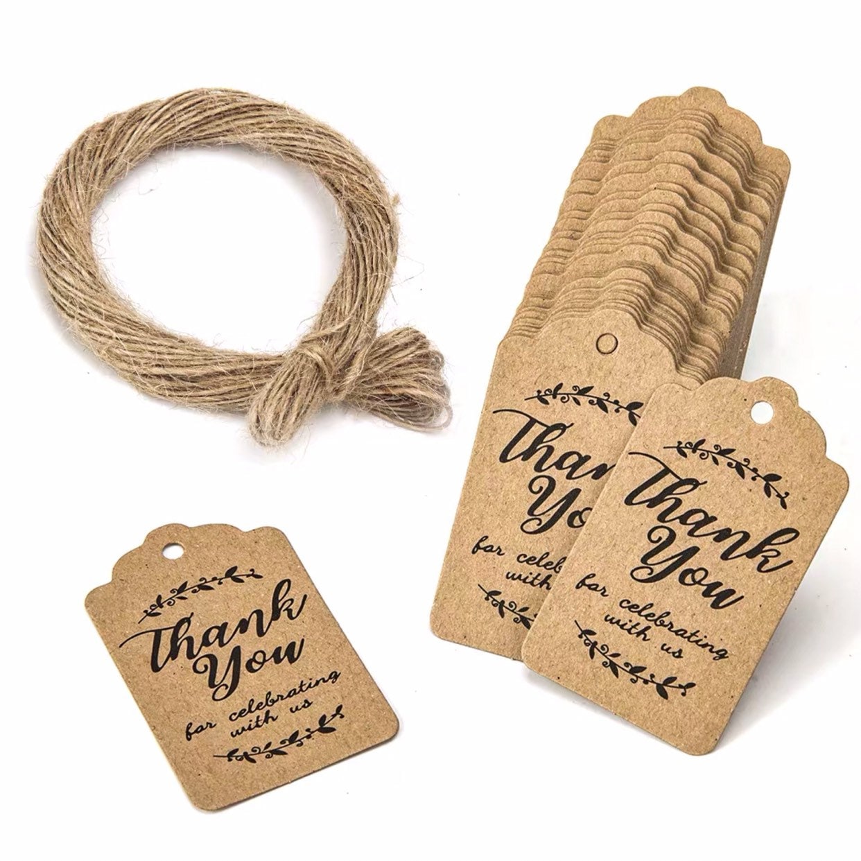200 Kraft Paper Tags with Jute Twine, 2 Colors Heart Kraft Paper Gift Tags  for Gifts Arts and Crafts, Wedding Thanksgiving Christmas ect